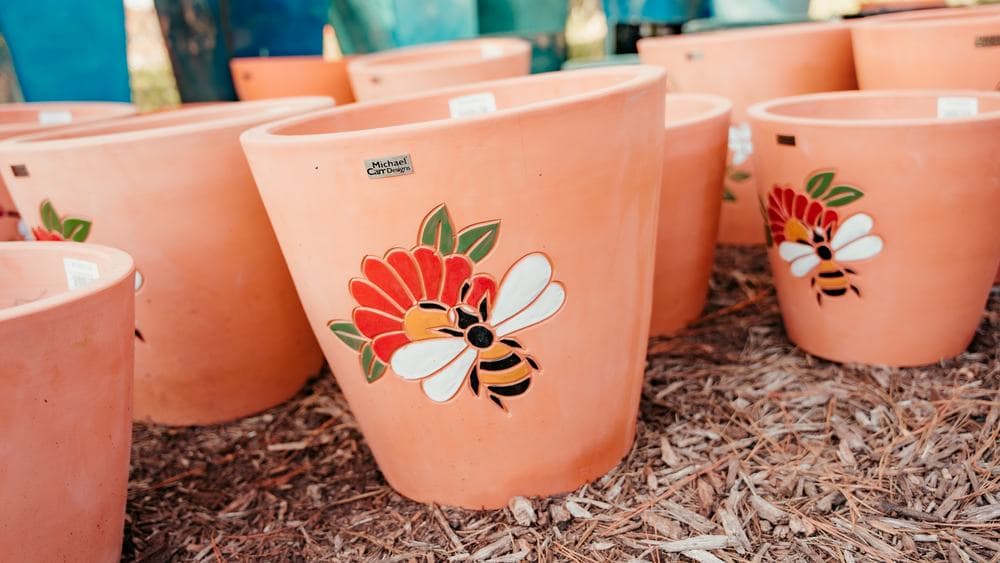 Bee painted pots