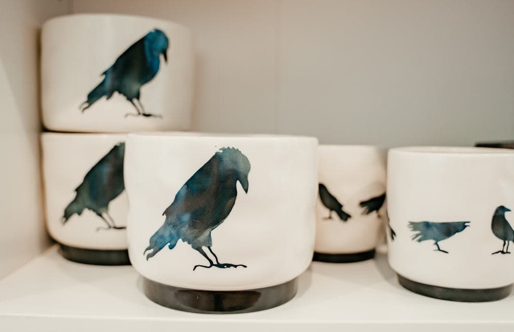 Crow print pots