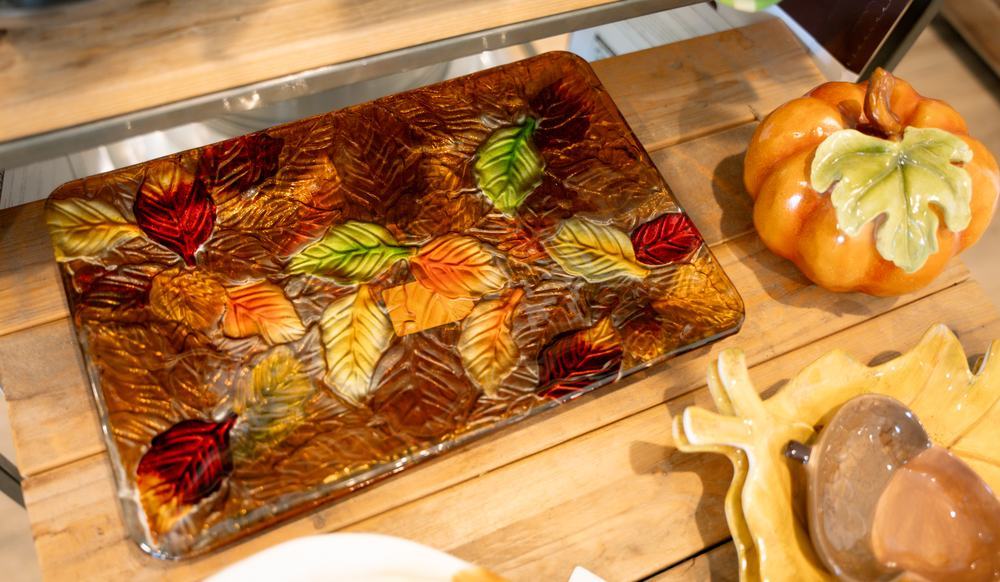 An autumn leaf tray